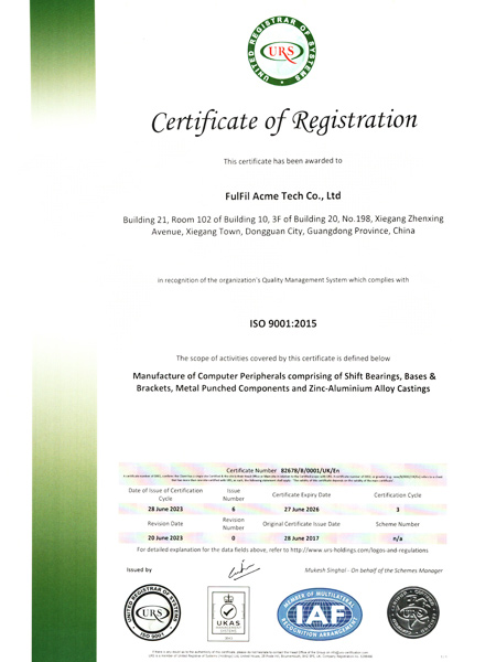 Quality Management System Certificate-ISO9001