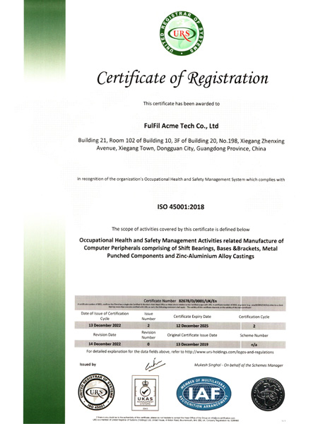 Occupational Health and Safety Management Certification-ISO14001